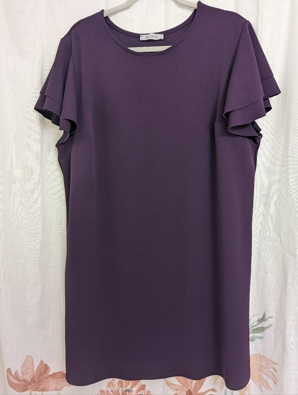 Ces Femme Purple Ruffle Sleeve Shift Dress Boutique 1XL